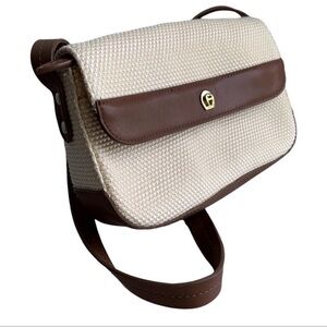 Vintage Etienne Aigner Brown and Cream Leather Detail